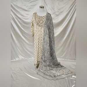 Elegant Cream and Black Women's Dress